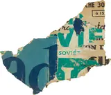 Raymond Hains, Ohne Titel, 1968, Decollage: Karton, auf Sackleinen montiert, aufgezogen auf Holz, in Künstlerrahmen