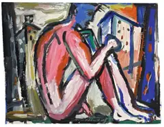 Sitzender by Helmut Middendorf, 1983, Dispersion auf Papier, sold May 2011
