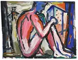 Helmut Middendorf, Sitzender, 1983, Dispersion auf Papier