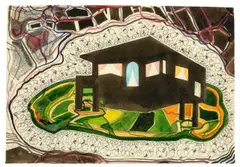 Franz Ackermann, Ohne Titel, 1994, Aquarell, Farbtusche und Bleistift auf Papier