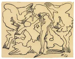 Auferstehung by Wilhelm Morgner, 1912, Kohle auf bräunlichem Bütten (Wasserzeichen: ET PL BAS), sold May 2011