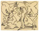 Wilhelm Morgner, Auferstehung, 1912, Kohle auf bräunlichem Bütten (Wasserzeichen: ET PL BAS)