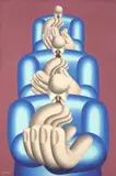 Hans Ticha, Klatschertrio II, 1980, Öl auf Leinwand