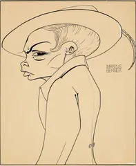 Marcus Behmer, Männliche Kokotte, Um 1905, Tuschfeder und Deckweiß über Bleistift auf Velin (Prägestempel: Papeterie de Renage (Isère))