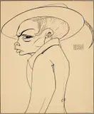 Marcus Behmer, Männliche Kokotte, Um 1905, Tuschfeder und Deckweiß über Bleistift auf Velin