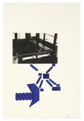Barry Le Va, Study for Sculpture (Köln), 2000, Photograph and blue India ink on nacreous paper