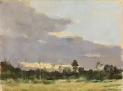 Schwedische Landschaft by Lotte Laserstein, Um 1943, Öl auf Papier, auf Hartfaserplatte aufgezogen, sold Dec 2012