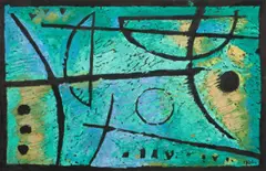 Hans Kuhn, Grünes Spiel, 1963, Öl und Sand auf Leinwand