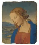 Carl Gottlieb Peschel, Madonna (nach Perugino), Aquarell auf Papier, auf Bütten aufgezogen