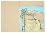 Ohne Titel by Martin Kippenberger, 1983, Öl, Bleistift und Kugelschreiber auf bräunlichem Papier, sold Nov 2011