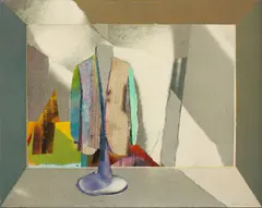Ohne Titel (Kleiderpuppe) by Pavlos Dionyssopoulos, 1986, Collage auf Papier auf Leinwand, sold Nov 2011