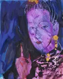 Luciano Castelli, Ohne Titel (Chinesische Prinzessin), 1986, Acryl und Blattgold auf Leinwand