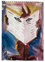 Teilbau by Jörg Immendorff, 1978, Gouache auf Papier (aus einem Skizzenblock), sold Nov 2011