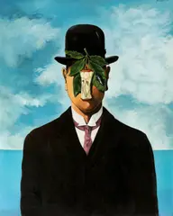 Dimos Skoulakis, Kommentar zu Magrittes “The Lost Great War”, 1998, Öl auf Leinwand