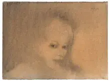John Paul Jones, Untitled (Portrait of a girl), 1960, Watercolor and ink on Arches
