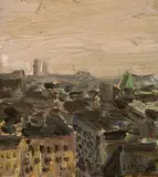 Vernon Lobb, Cityscape, Oil on panel