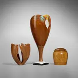 Collection of three works by Giles Gilson and Nikolai Ossipov, painted and carved wood, birch, Corian, brass, sold Jul 2023