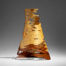 Bud Latven, Fractured Tower (aka Transient Global Amnesia from the Towers series), 2002, American tiger maple, Brazilian rosewood, Brazilian tulipwood