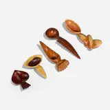 Norm Sartorius, Collection of five spoons, 2013-2016, logwood, cocobolo, chittum burl, leadwood, afzelia xlay