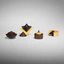 Jakob Weissflog, Collection of four boxes, African blackwood, mazur birch, amarello