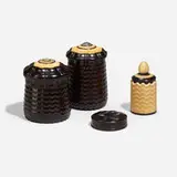 Jon Sauer, Collection of four boxes, holly, tagua nut, African blackwood, box wood, ebony, bamboo