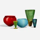 Stephen Gleasner and Merete Larsen, Collection of five works, pigmented sycamore, pigmented maple, lacquered plywood