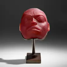 Preston Singletary, Mask, 2007, hot-sculpted and hand-carved glass, steel