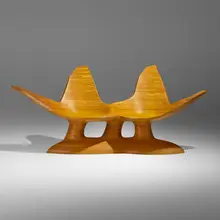 Wendell Castle, Match Point bench, 2006, stack-laminated and stained yellowheart