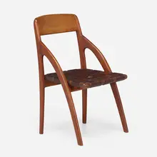 SK chair by Wharton Esherick, 1960, cherry, walnut, saddle leather, sold May 2023