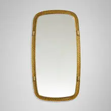 Venini, A Treccia wall mirror, c. 1937, Murano glass with gold leaf inclusions, mirrored glass, brass