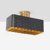 Paavo Tynell, Ceiling lamp, model 9068, lacquered steel, brass, frosted glass