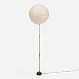 Isamu Noguchi, Akari light sculpture, model BB3-55D, washi paper, bamboo, enameled cast iron, steel
