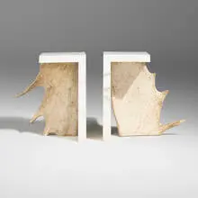 Rick Owens, Stag T, pair, c. 2018, alabaster, moose antler
