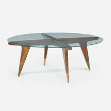 Gio Ponti, Coffee table, 1950, walnut, glass, brass
