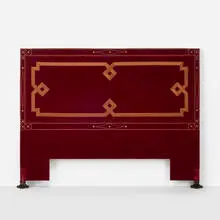 Julian Schnabel, California King-sized headboard from Gramercy Park Hotel, New York, 2006, velvet over wood frame, silk embroidery, tacks, mahogany