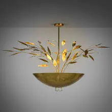 Paavo Tynell, Ceiling lamp for Hotel Seurahuone, Savolina, Finland, c. 1947, brass