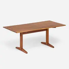 George Nakashima, Trestle dining table, 1967, American black walnut, rosewood