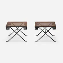Jean-Michel Frank, Tabourets, pair, c. 1938, rattan, painted iron