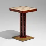 Josef Hoffmann, Occasional table, model 1263, c. 1908, stained beech, hammered brass, Johann Backhausen & Söhne for Josef Hoffmann fabric