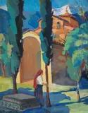 Nikolai Mikhailovich Grigoriev, Greek church in Caucasus, gouache on board