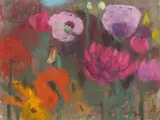 Klaus Fußmann, Gartenblumen, 1987, Mischtechnik auf Bütten