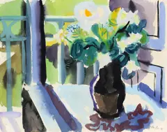 Eduard Bargheer, Blumenstilleben, 1941, Gouache über Bleistift auf Bütten
