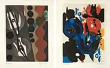 Ernst Wilhelm Nay, Sechs Aquatinten. Über den Menschen, 1965, Original-Leinenmappe mit 6 Farbaquatinten, jeweils auf Arches-Velin