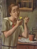 August Wilhelm Dressler, Der kranke Vogel, 1927, Öl auf Holz