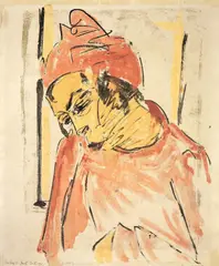 Portrait by Max Kaus, 1922, Farblithographie auf chamoisfarbenem Papier, sold Nov 2008