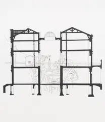 Monica Bonvicini, Dinner, 2002, Tempera Marker und Tusche auf Papier