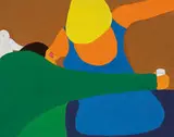 Jim Downey, Untitled (Abstract figural painting), Oil on canvas possibly laid down on Masonite
