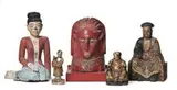 Asian Style, Group of 5 ornamental metal figures, 20th Century