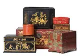 Asian Style, Group of 7 decorative boxes, 20th Century