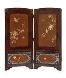 Asian Style, Two panel red lacquered screen, 20th Century